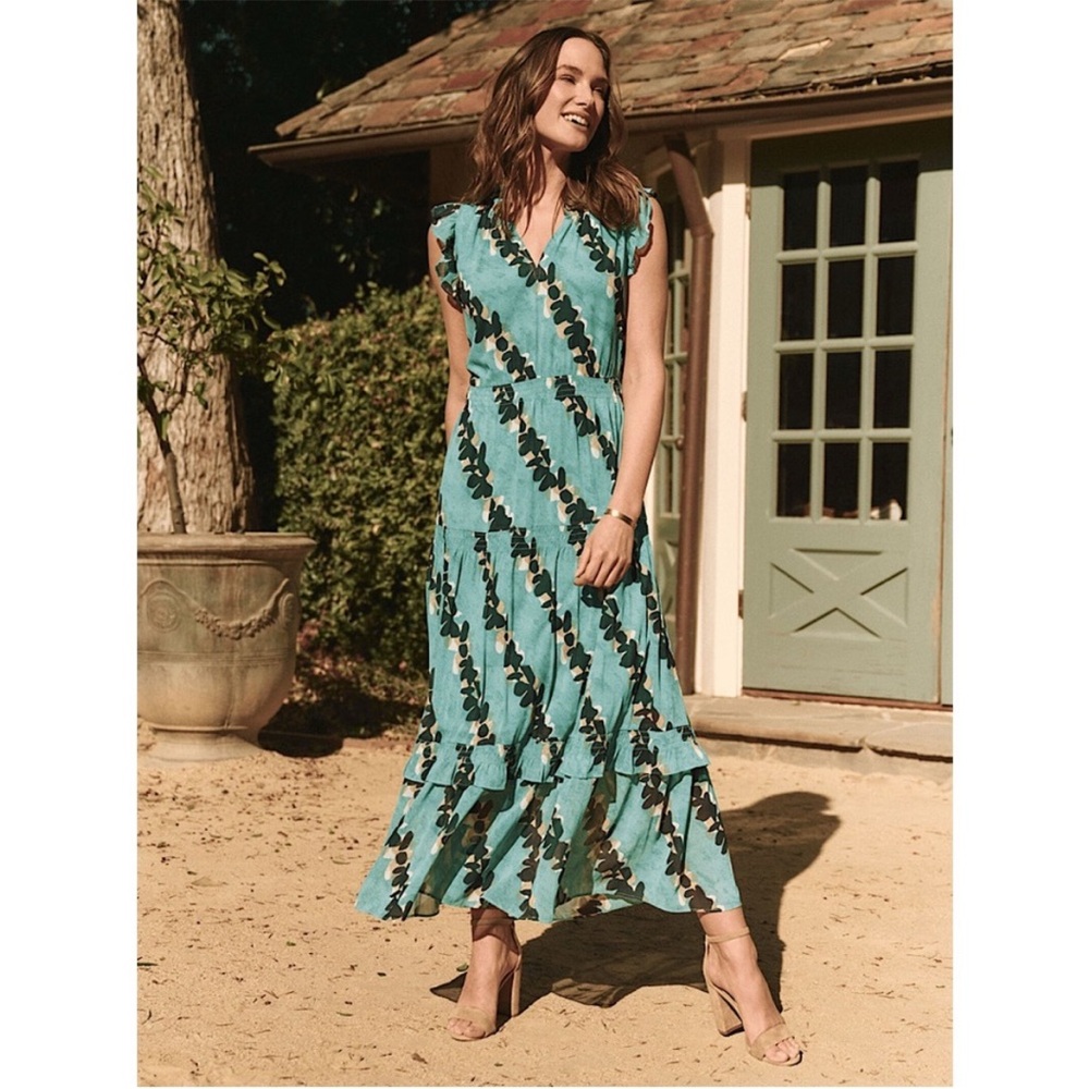 NIC+ZOE Teal Maxi Tiered Dress NEW
